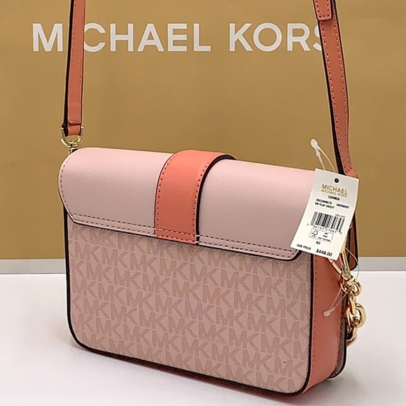 Michael Kors Carmen Small Monogram Flap Crossbody - Sherbert Multi - Picture 3 of 16